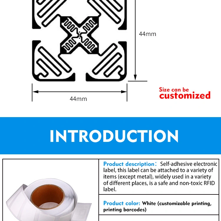 860-960MHz NXP U Code 8 UHF Paper RFID Label Blank White